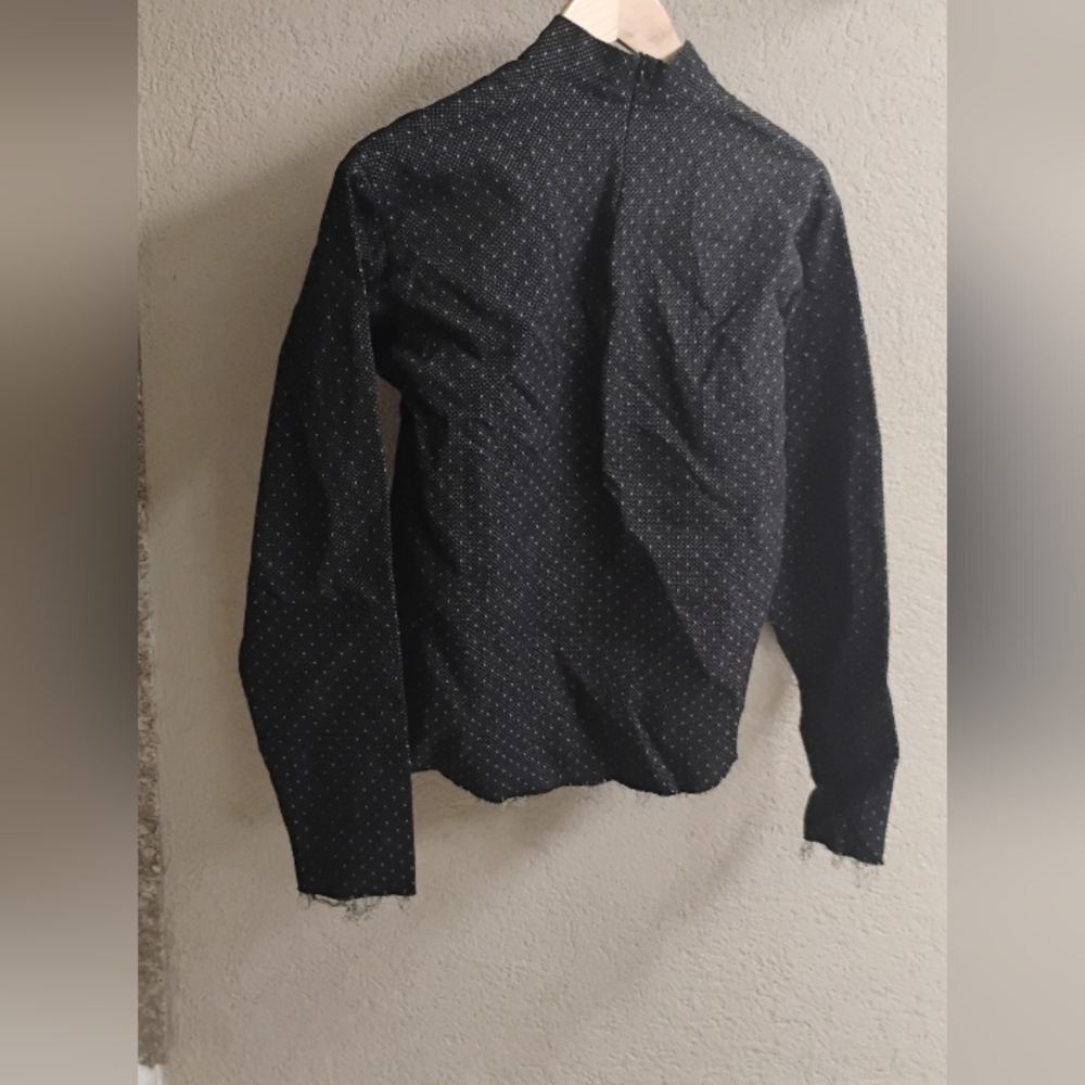 Assembly Mock Neck Dot Print Zippered Top Sz S